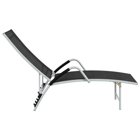 Chaise longue textilène et aluminium noir