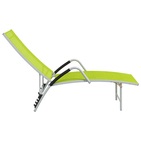 Chaise longue textilène et aluminium vert