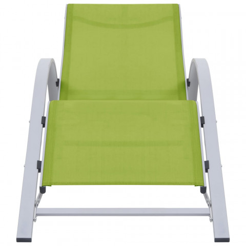 Chaises longues 2 pcs avec table aluminium vert