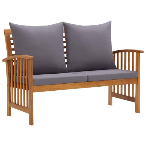 Banc de jardin d'extérieur terrasse avec coussins 119 x 67 x 83 cm bois solide d'acacia - Couleur au choix