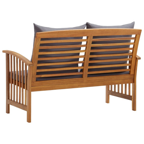 Banc de jardin d'extérieur terrasse avec coussins 119 x 67 x 83 cm bois solide d'acacia - Couleur au choix