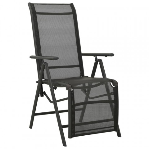 Chaises inclinables de jardin 2 pcs textilène et aluminium noir