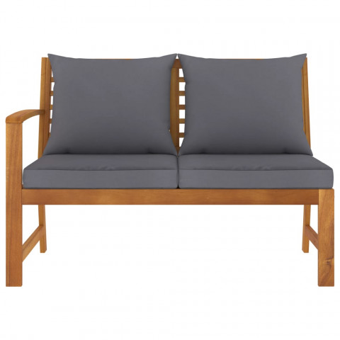 Banc de jardin 114,5 cm avec coussin gris foncé bois d'acacia