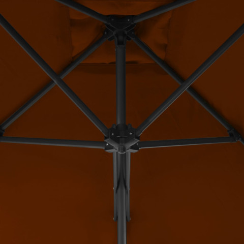 Parasol d'extérieur avec mât en acier 250 x 250 x 230 cm orange foncé helloshop26 02_0008209