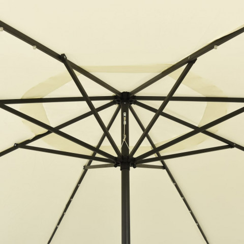 Parasol d'extérieur avec led et mât en métal 400 cm sable