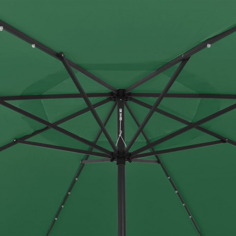 Parasol d'extérieur avec led et mât en métal 400 cm vert