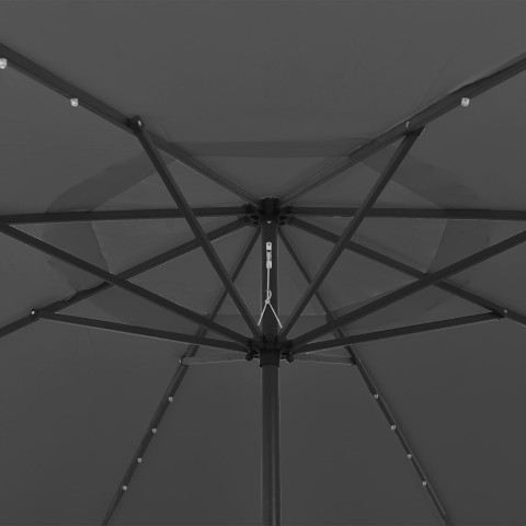 Parasol mobilier de jardin d'e x térieur avec led et mât en métal 400 cm anthracite helloshop26 02_0008179