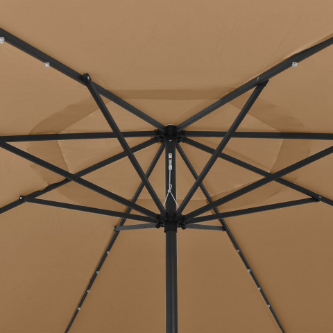 Parasol d'extérieur avec led et mât en métal 400 cm taupe