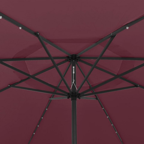 Parasol d'extérieur avec led et mât en métal 400 cm bordeaux