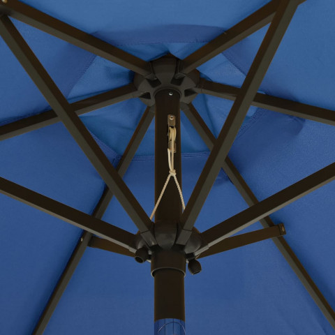 Parasol avec lumières led bleu azuré 200x211 cm aluminium