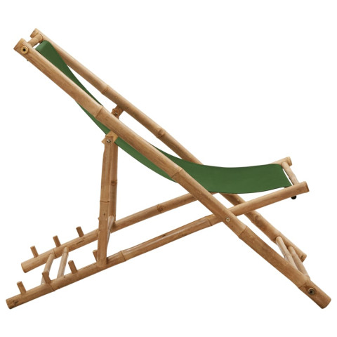 Chaise de terrasse bambou et toile vert