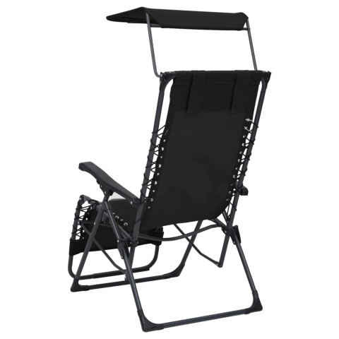 Lot de deux chaises pliables de terrasse textilène noir helloshop26 02_0011986