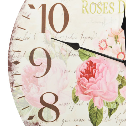 Horloge murale vintage fleur 60 cm