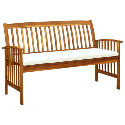 Banc de jardin meuble de patio d'extérieur terrasse avec coussin 147 cm bois d'acacia massif - Couleur au choix