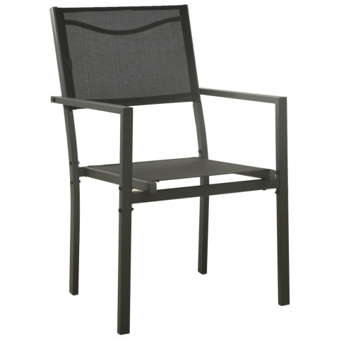 Chaises de jardin 2 pcs textilène et acier noir et anthracite