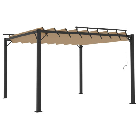 Tonnelle avec toit à persienne 3x3 m tissu aluminium - Couleur au choix