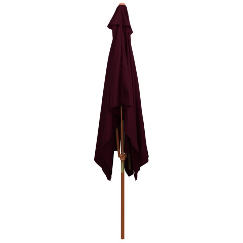 Parasol d'extérieur avec mât en bois 200 x 300 cm rouge bordeaux helloshop26 02_0008260