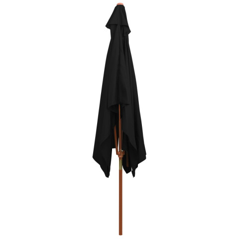 Parasol d'extérieur avec mât 200 x 300 cm bois noir 