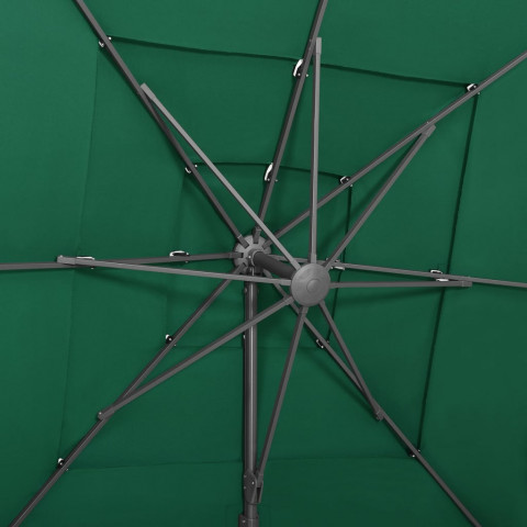 Parasol à 4 niveaux avec mât en aluminium vert 250x250 cm