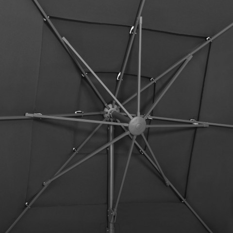 Parasol à 4 niveaux avec mât en aluminium anthracite 250x250 cm