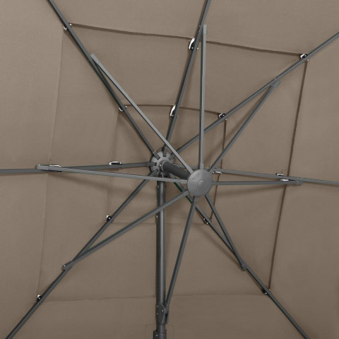 Parasol à 4 niveaux avec mât en aluminium taupe 250x250 cm