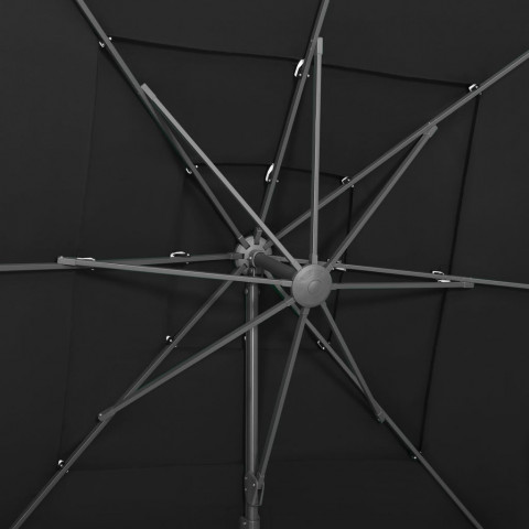 Parasol à 4 niveaux avec mât en aluminium noir 250x250 cm