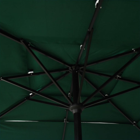 Parasol à 3 niveaux avec mât en aluminium vert 2,5x2,5 m