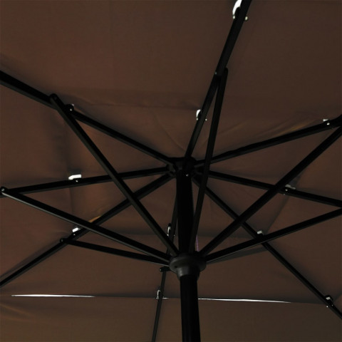 Parasol à 3 niveaux avec mât en aluminium taupe 2,5x2,5 m