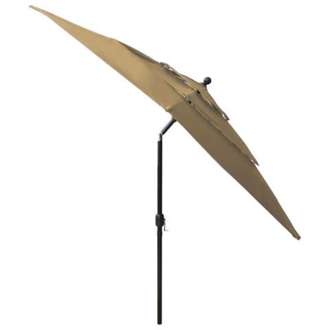 Parasol à 3 niveaux avec mât en aluminium 2,5 x 2,5 m taupe helloshop26 02_0008769