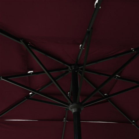 Parasol à 3 niveaux avec mât en aluminium bordeaux 2,5x2,5 m