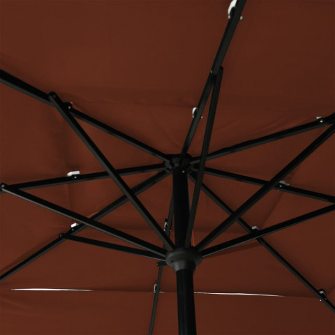 Parasol à 3 niveaux avec mât en aluminium terre cuite 2,5x2,5 m