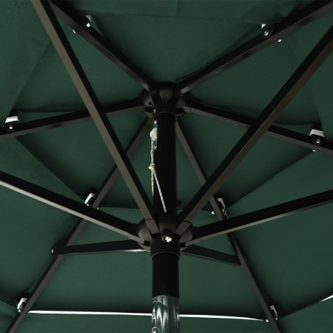 Parasol à 3 niveaux avec mât en aluminium vert 2 m