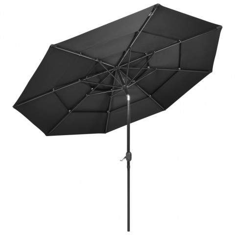 Parasol à 3 niveaux avec mât en aluminium anthracite 3 m