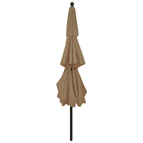 Parasol à 3 niveaux avec mât en aluminium taupe 3,5 m