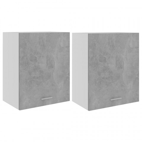 Armoires suspendues 2 pcs gris béton 50x31x60 cm aggloméré