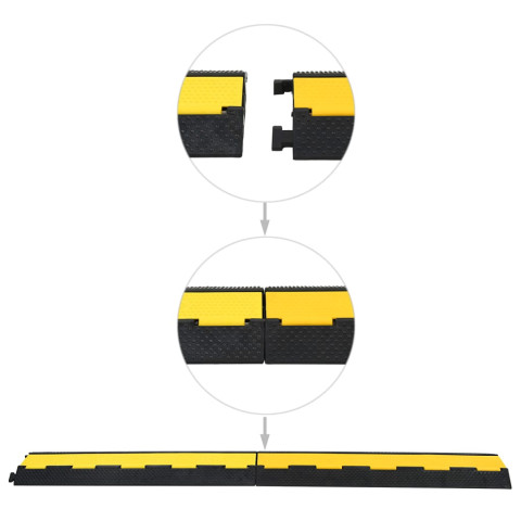 Rampes de protection de câble 2 pcs 2 canaux caoutchouc 101,5cm