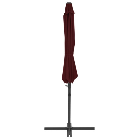 Parasol d'extérieur déporté avec mât en acier 300 cm rouge bordeaux helloshop26 02_0008476