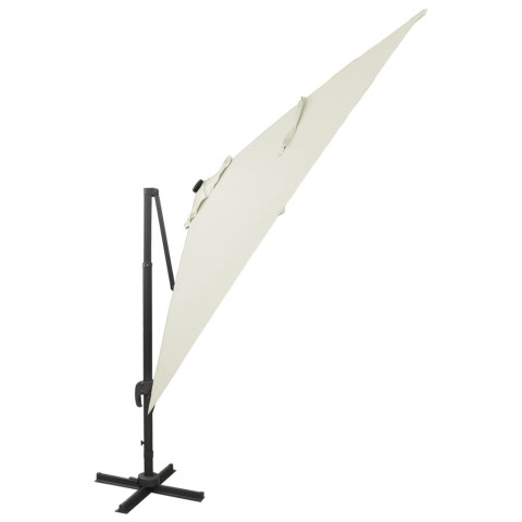 Parasol déporté avec mât et lumières led 300 cm - Couleur au choix