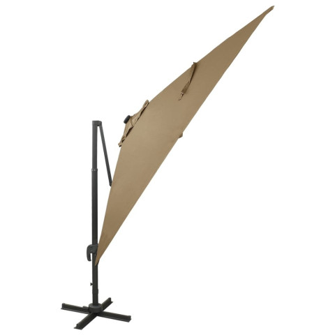 Parasol déporté avec mât et lumières led 300 cm - Couleur au choix