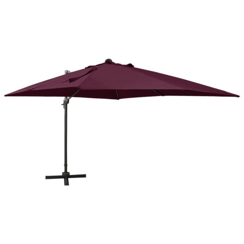 Parasol déporté avec mât et lumières led 300 cm - Couleur au choix