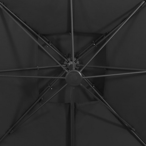 Parasol déporté à double toit 300x300 cm noir