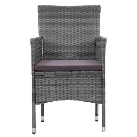 Mobilier à dîner de jardin 3 pcs résine tressée gris