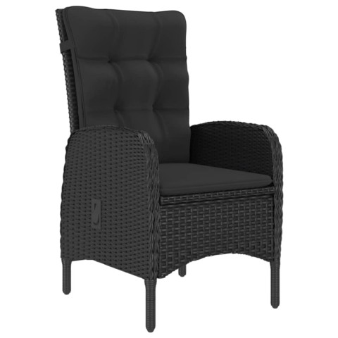 Ensemble à dîner de jardin 3 pcs résine tressée et acacia noir