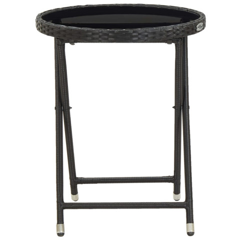 Ensemble de bistro de jardin 3 pcs résine tressée et verre noir