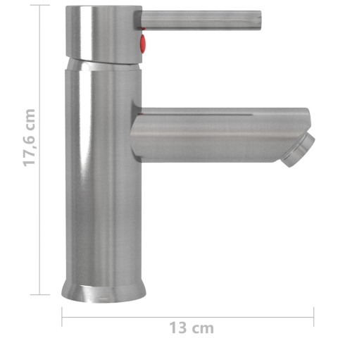 Robinet de lavabo de salle de bain robinet d'évier mitigeur de salle de bain mitigeur de salle d'eau maison intérieur argenté 17,6 cm