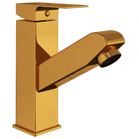 Robinet de lavabo rétractable finition dorée 157x172 mm