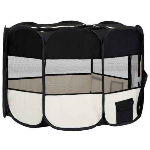 Parc pliable pour chien avec sac de transport noir 110x110x58cm