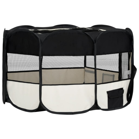 Parc pliable pour chien avec sac de transport noir 145x145x61cm