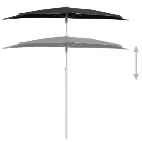 Demi-parasol de jardin avec mât 180x90 cm - Couleur au choix