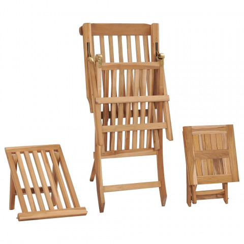 Chaise longue de jardin avec repose-pied et table bois de teck